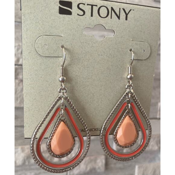 Stony Earrings Coral Teardrop - Picture 3 of 7